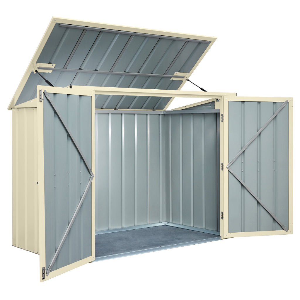 2 Bin Locker, 6 X 3 Ft, Double Hinged Doors, Smooth Cream
