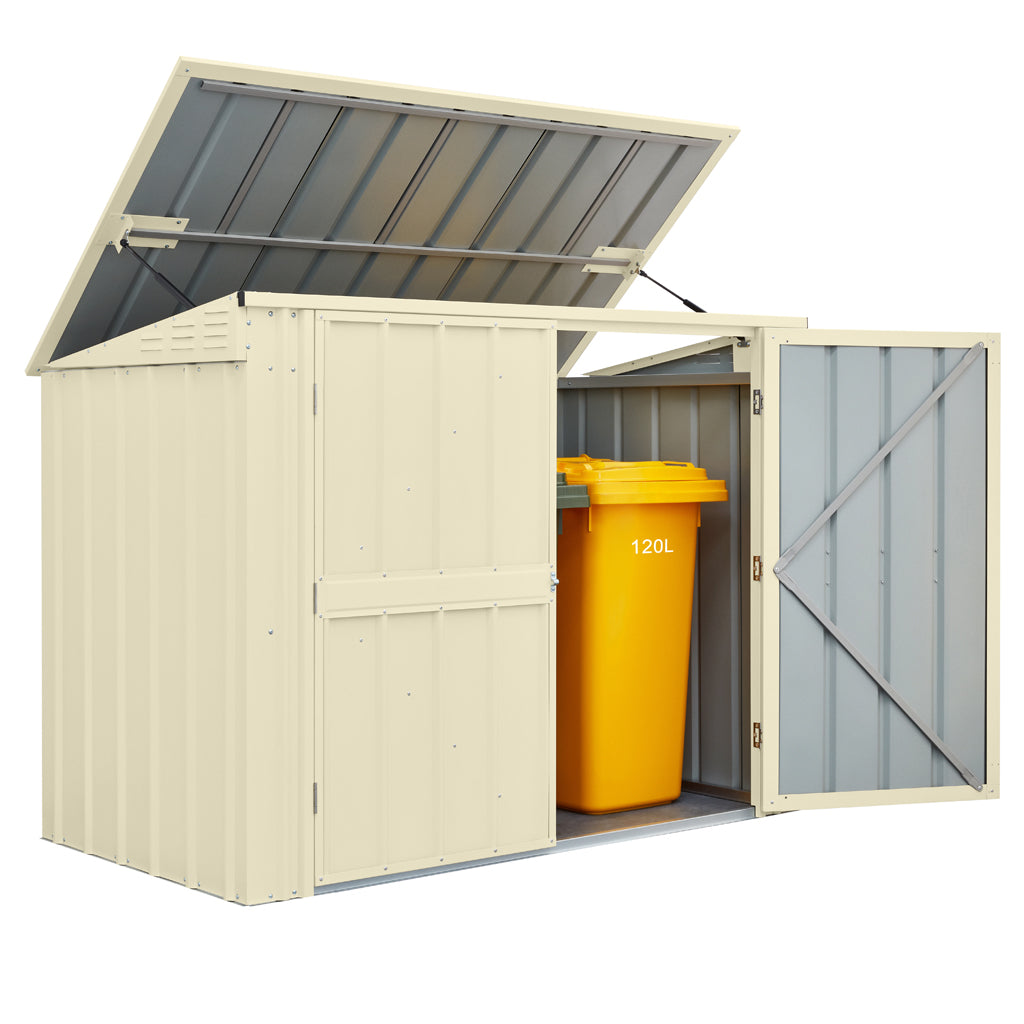 2 Bin Locker, 6 X 3 Ft, Double Hinged Doors, Smooth Cream