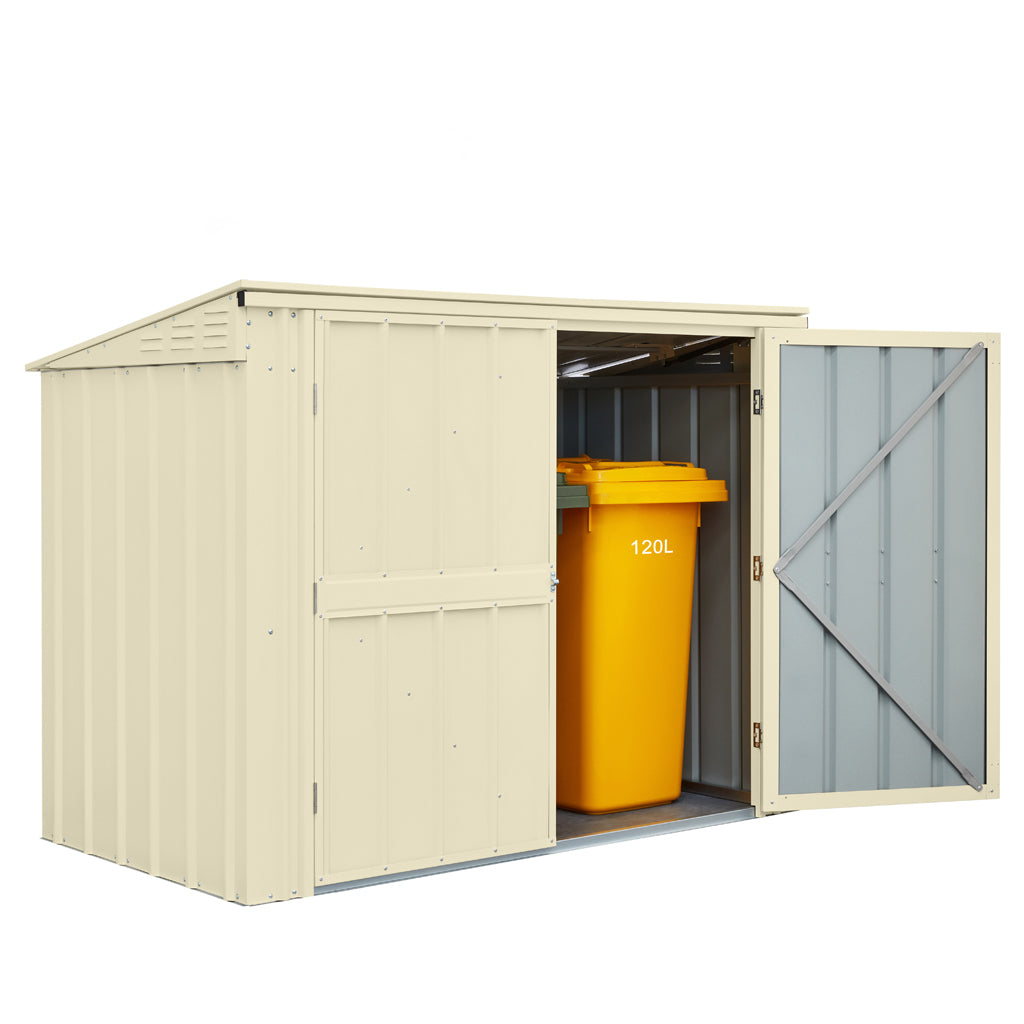 2 Bin Locker, 6 X 3 Ft, Double Hinged Doors, Smooth Cream
