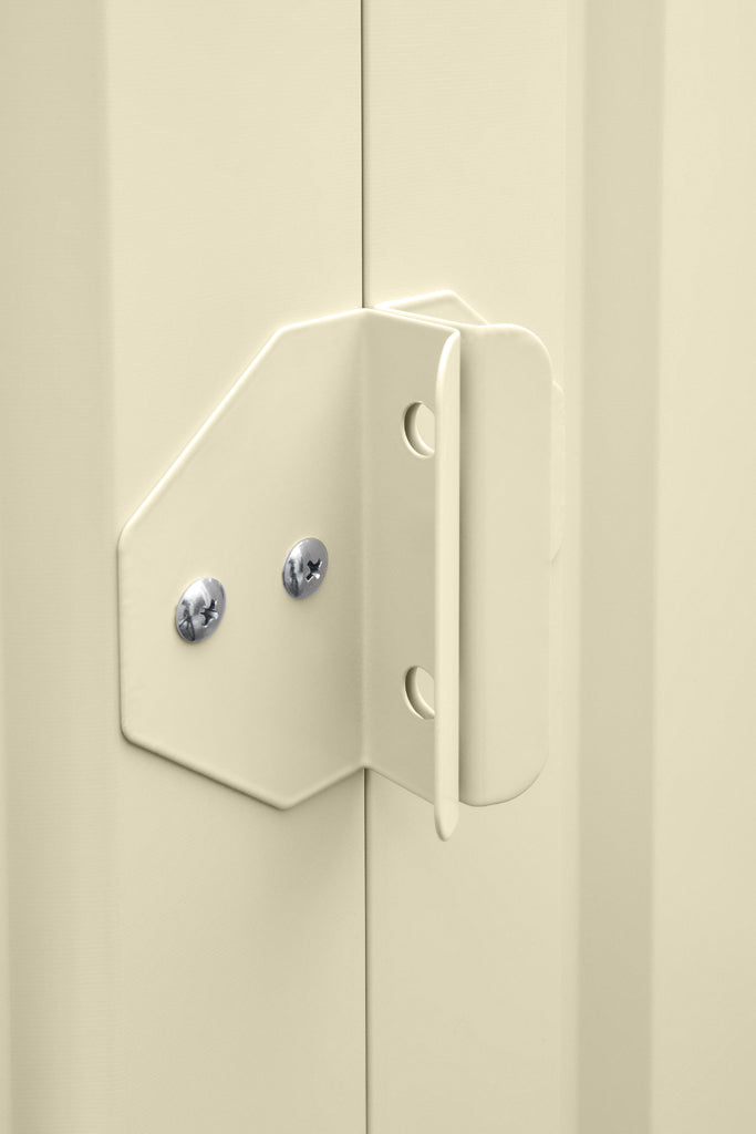 Gable Roof Shed, 10 X 10 Ft, Double Sliding Doors, Smooth Cream