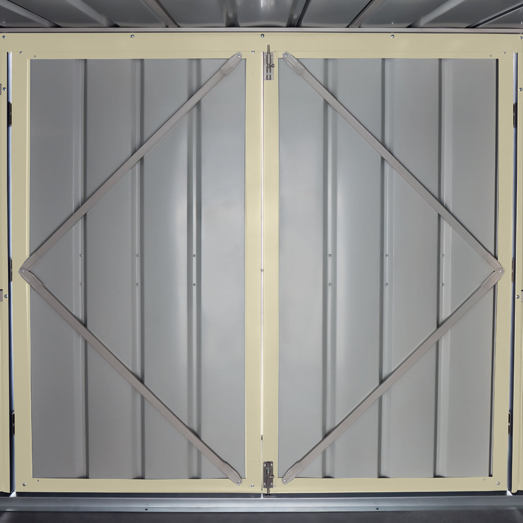 3 Bin Locker, 8 X 3 Ft, Double Hinged Doors, Smooth Cream
