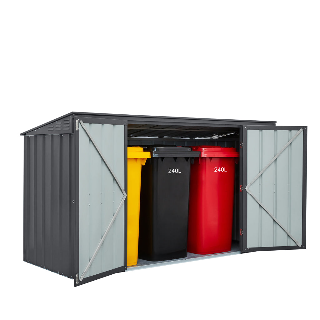 3 Bin Locker, 8 X 3 Ft, Double Hinged Doors, Woodland Grey