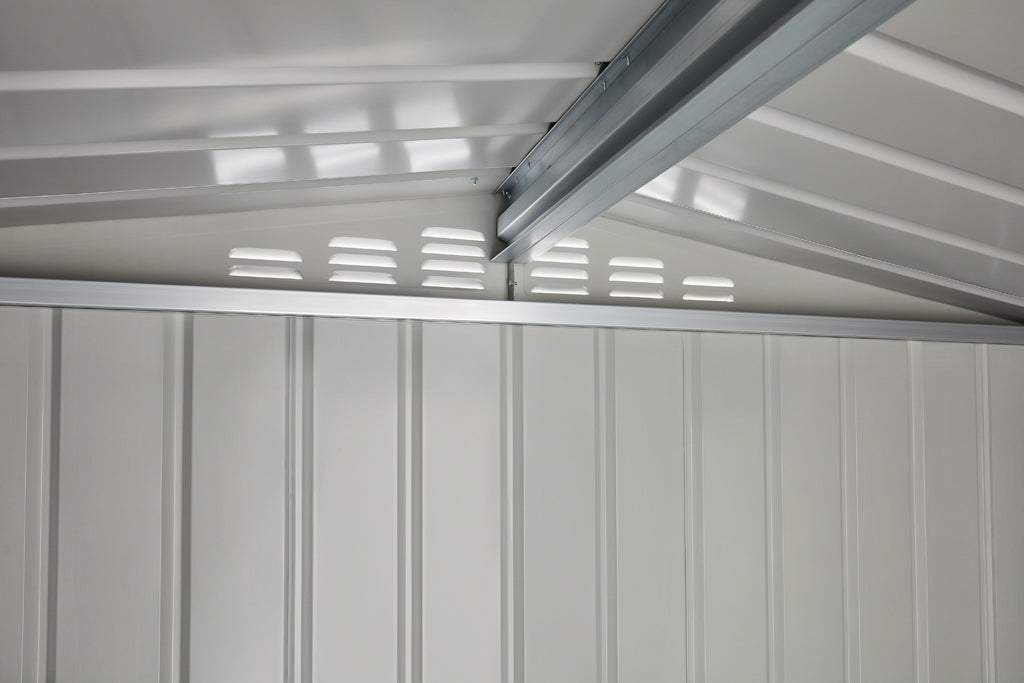 Gable Roof Shed, 8 X 3 Ft, Double Sliding Doors, Smooth Cream
