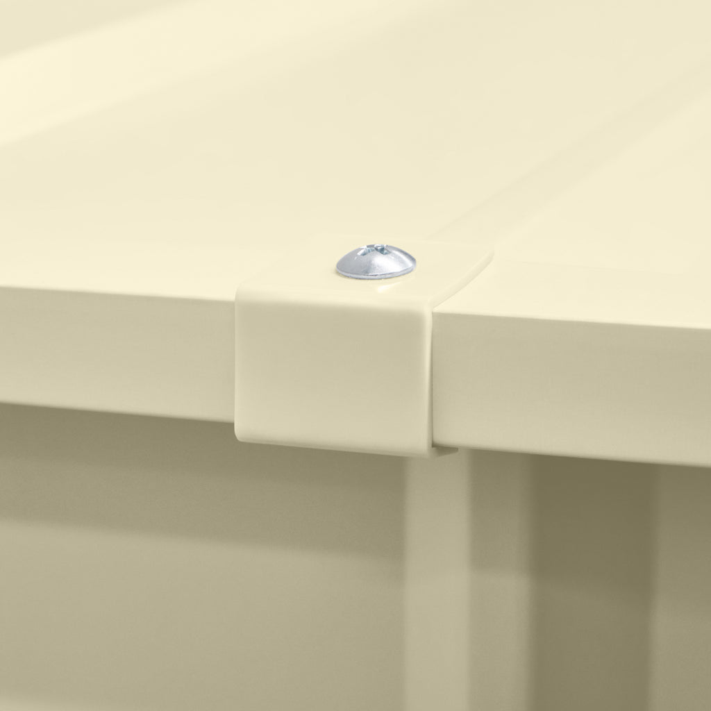 Gable Roof Shed, 10 X 10 Ft, Double Sliding Doors, Smooth Cream