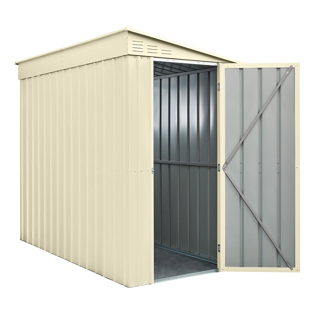 Lean-To Roof Shed, 4 X 8 Ft, Single Hinged Door, Smooth Cream