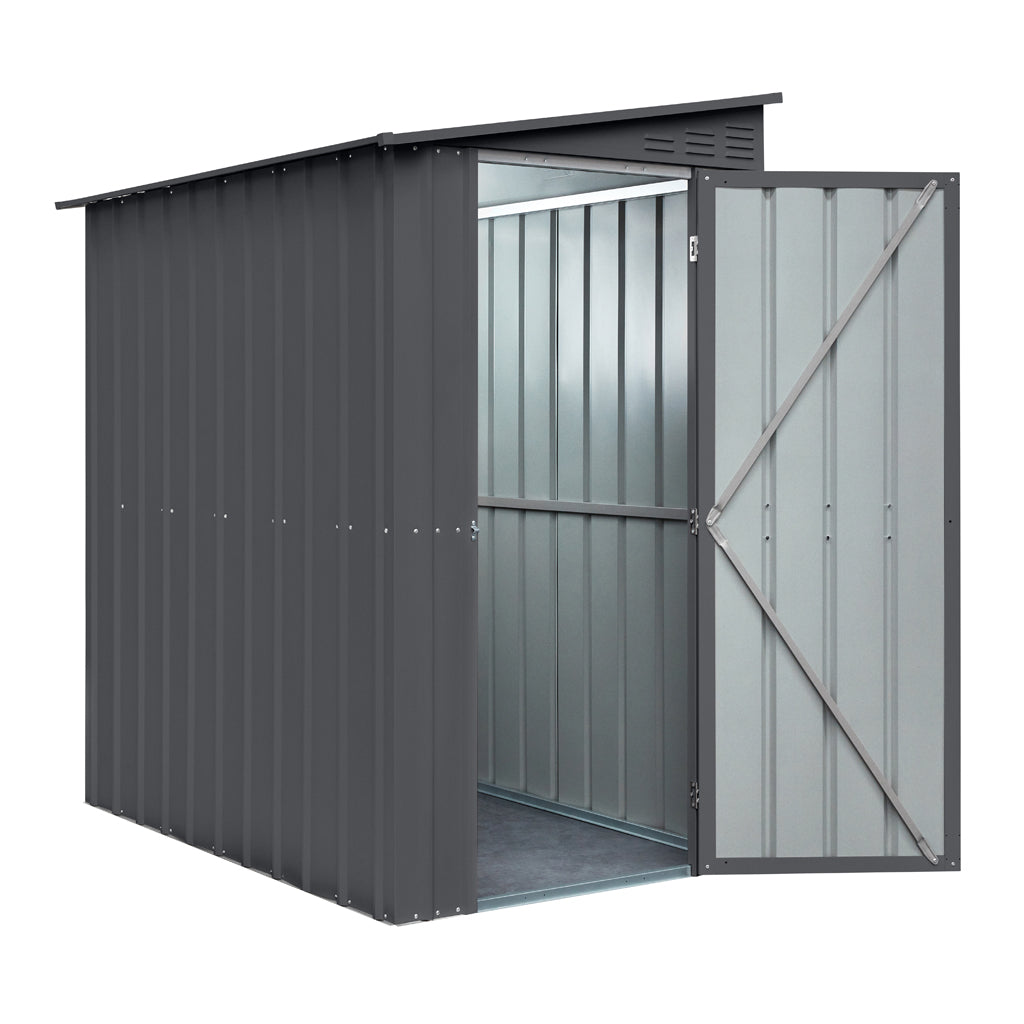 Lean-To Roof Shed, 4 X 6 Ft, Single Hinged Door, Woodland Grey
