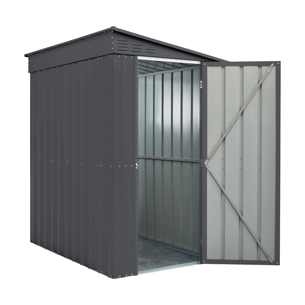 Lean-To Roof Shed, 4 X 6 Ft, Single Hinged Door, Woodland Grey