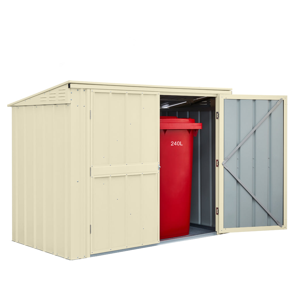 2 Bin Locker, 6 X 3 Ft, Double Hinged Doors, Smooth Cream