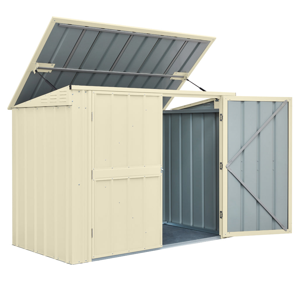 2 Bin Locker, 6 X 3 Ft, Double Hinged Doors, Smooth Cream