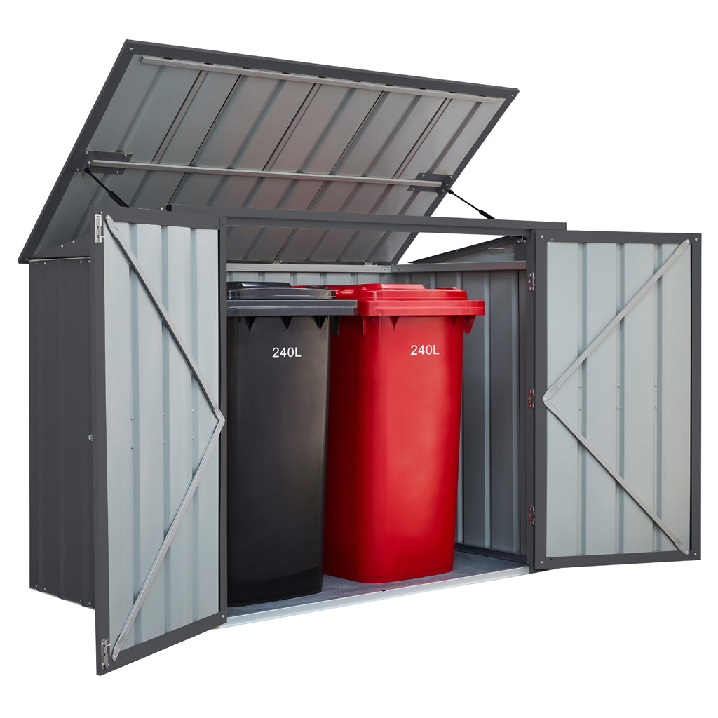 2 Bin Locker, 6 X 3 Ft, Double Hinged Doors, Woodland Grey