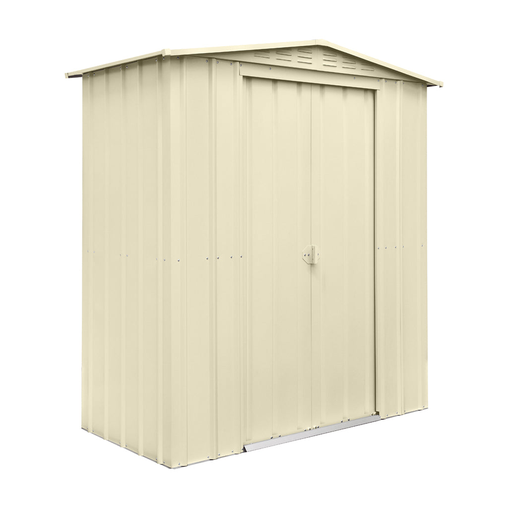 Gable Roof Shed, 6 X 3 Ft, Double Sliding Doors, Smooth Cream