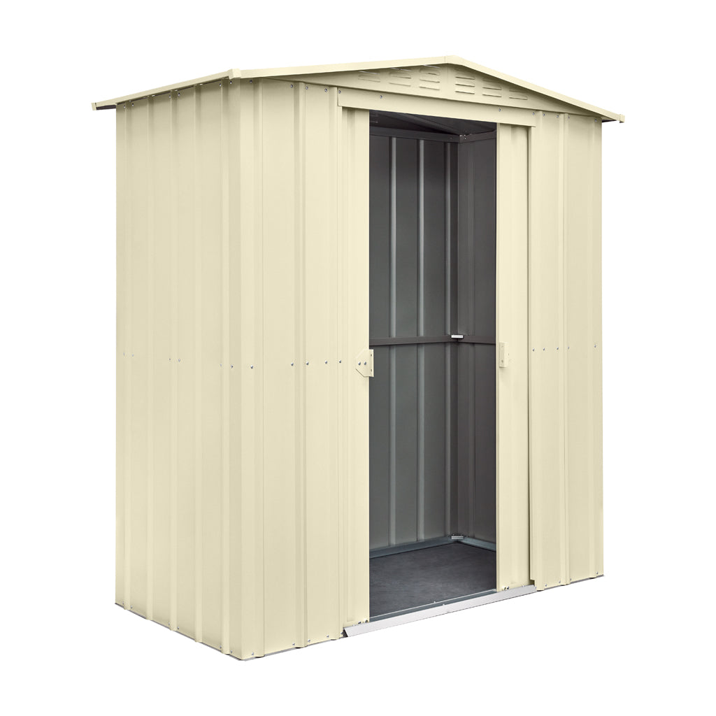 Gable Roof Shed, 6 X 3 Ft, Double Sliding Doors, Smooth Cream