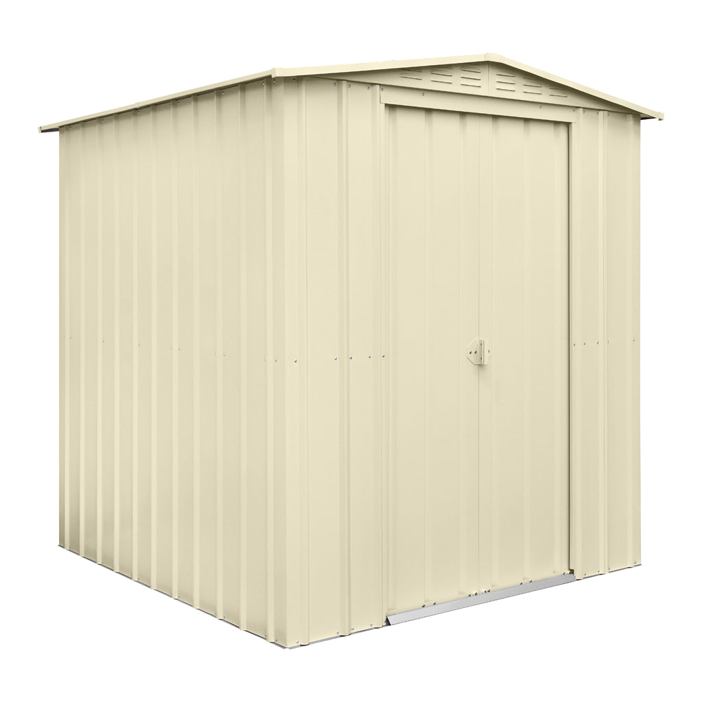 Gable Roof Shed, 6 X 6 Ft, Double Sliding Doors, Smooth Cream