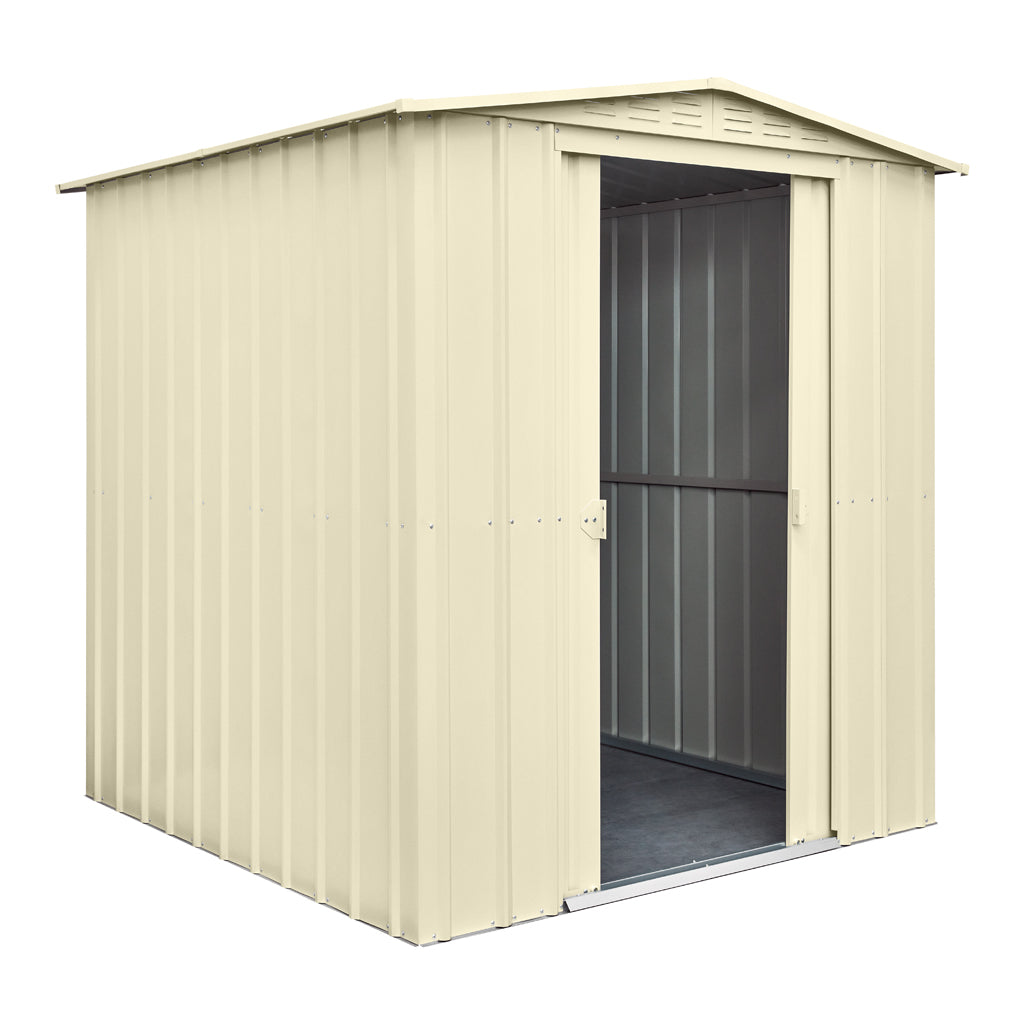 Gable Roof Shed, 6 X 6 Ft, Double Sliding Doors, Smooth Cream