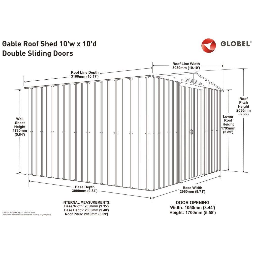Gable Roof Shed, 10 X 10 Ft, Double Sliding Doors, Woodland Grey