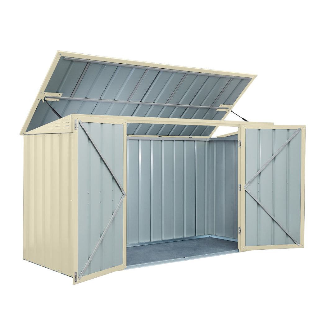 3 Bin Locker, 8 X 3 Ft, Double Hinged Doors, Smooth Cream