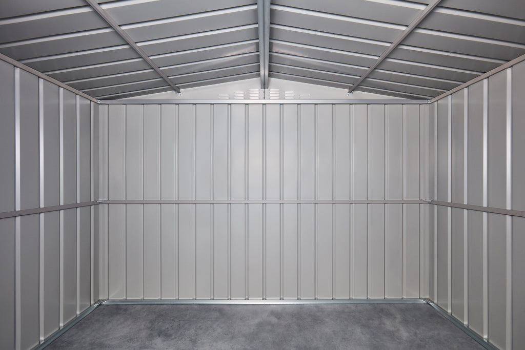 Gable Roof Shed, 10 X 6 Ft, Double Sliding Doors, Smooth Cream