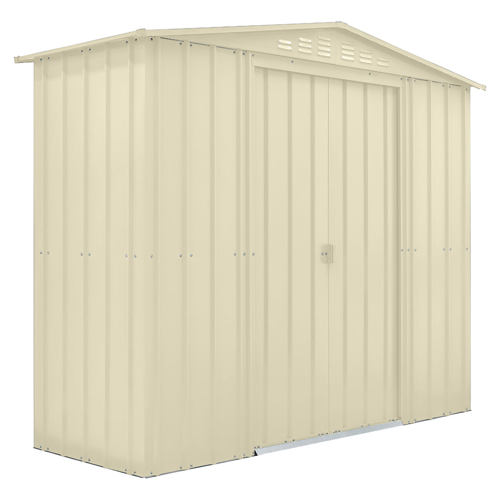 Gable Roof Shed, 8 X 3 Ft, Double Sliding Doors, Smooth Cream