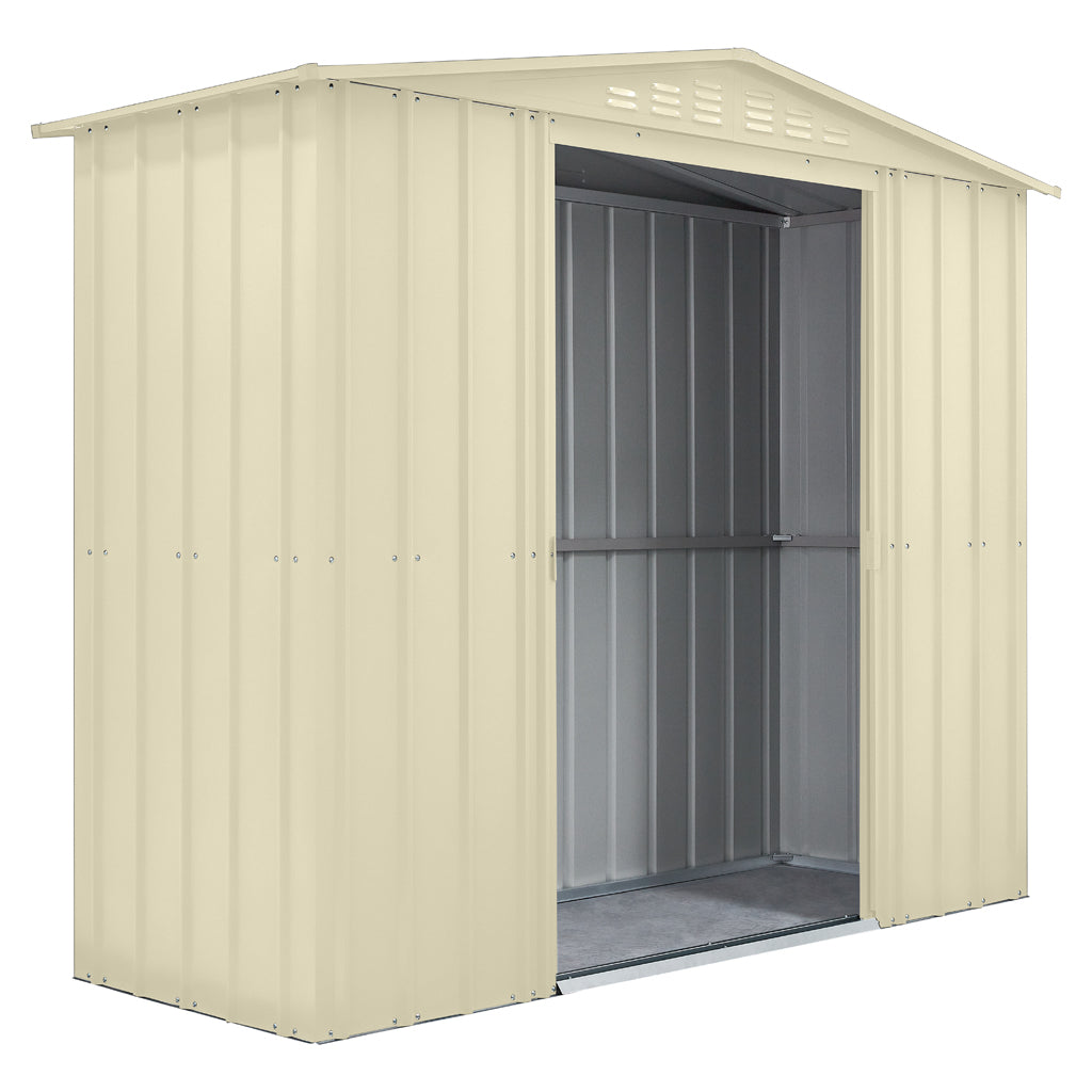 Gable Roof Shed, 8 X 3 Ft, Double Sliding Doors, Smooth Cream