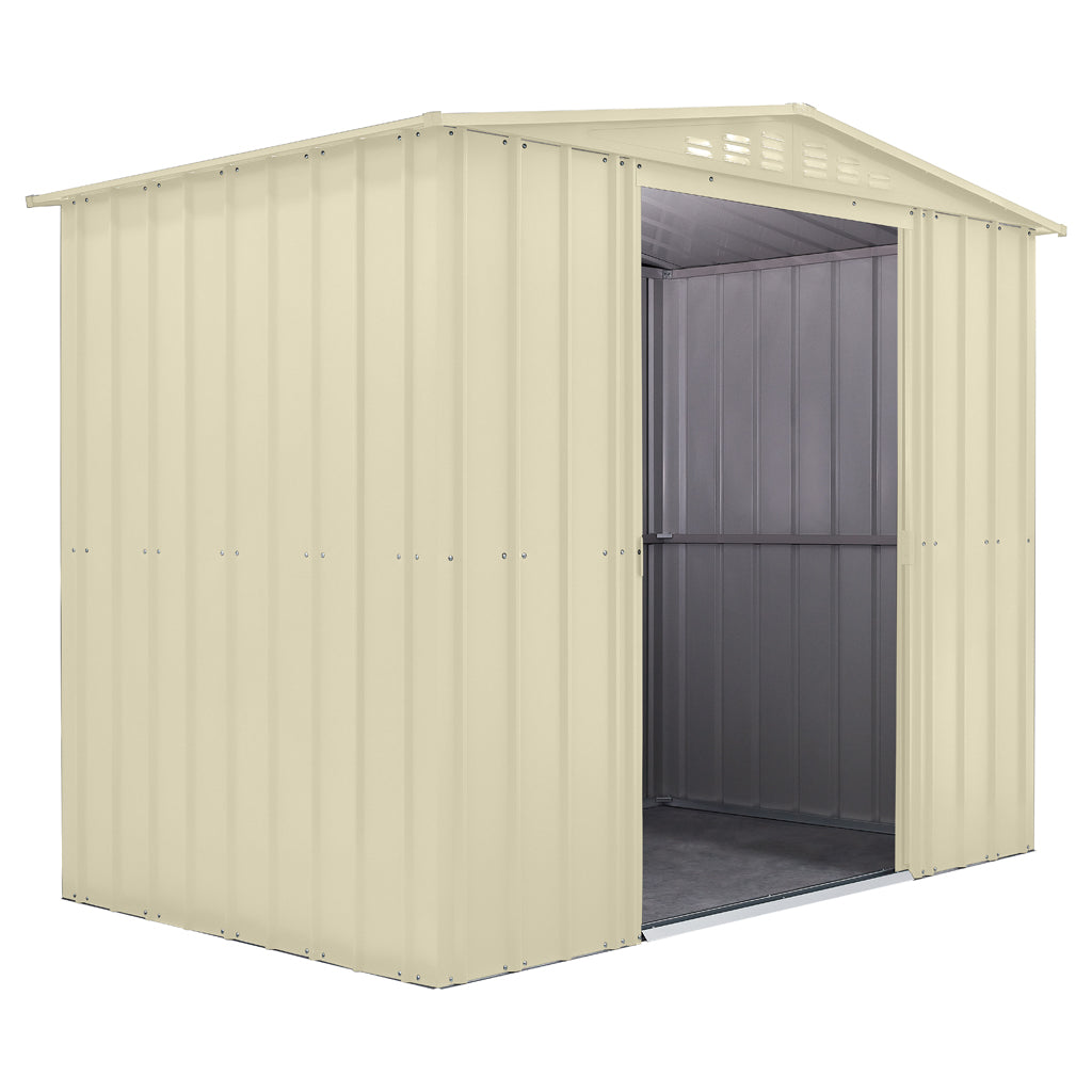 Gable Roof Shed, 8 X 5 Ft, Double Sliding Doors, Smooth Cream