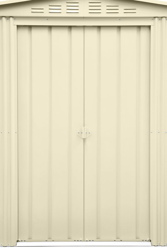 Gable Roof Shed, 8 X 5 Ft, Double Sliding Doors, Smooth Cream