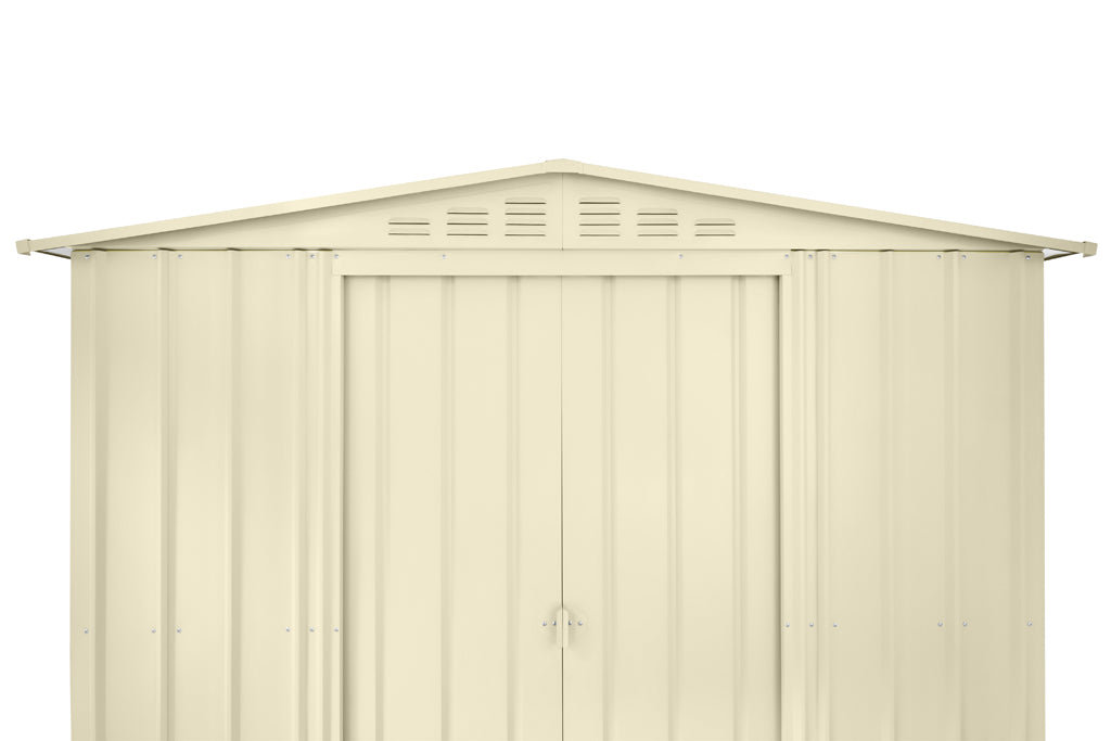 Gable Roof Shed, 8 X 5 Ft, Double Sliding Doors, Smooth Cream