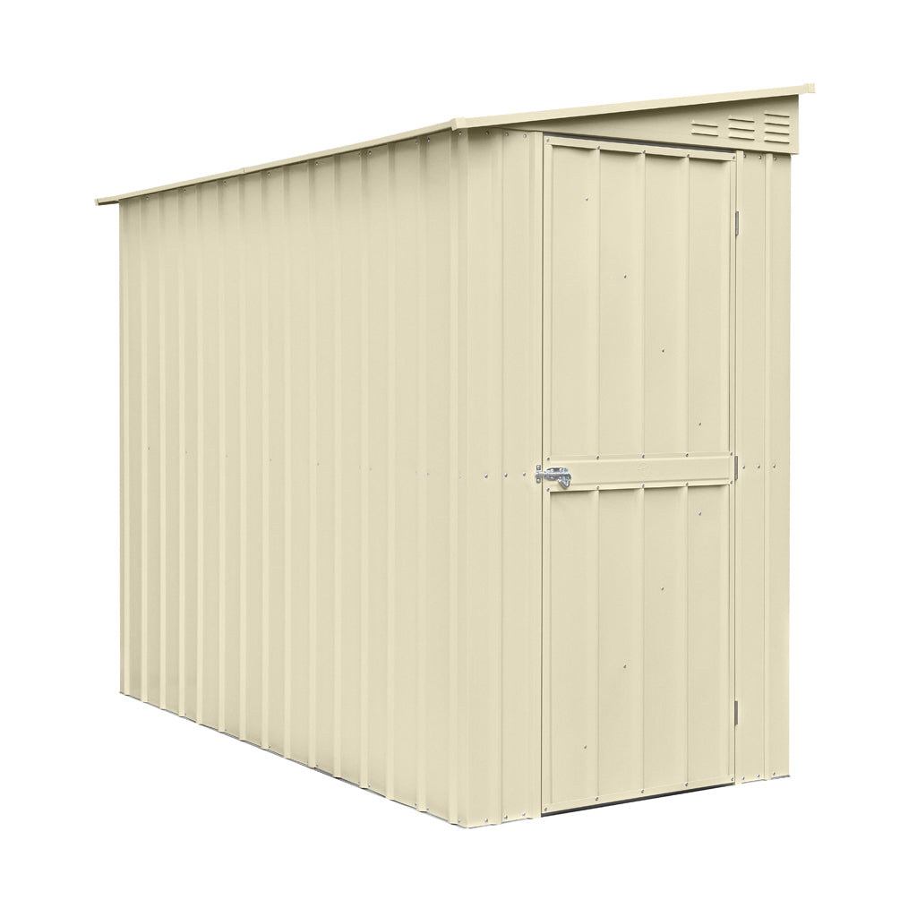 Lean-To Roof Shed, 4 X 8 Ft, Single Hinged Door, Smooth Cream