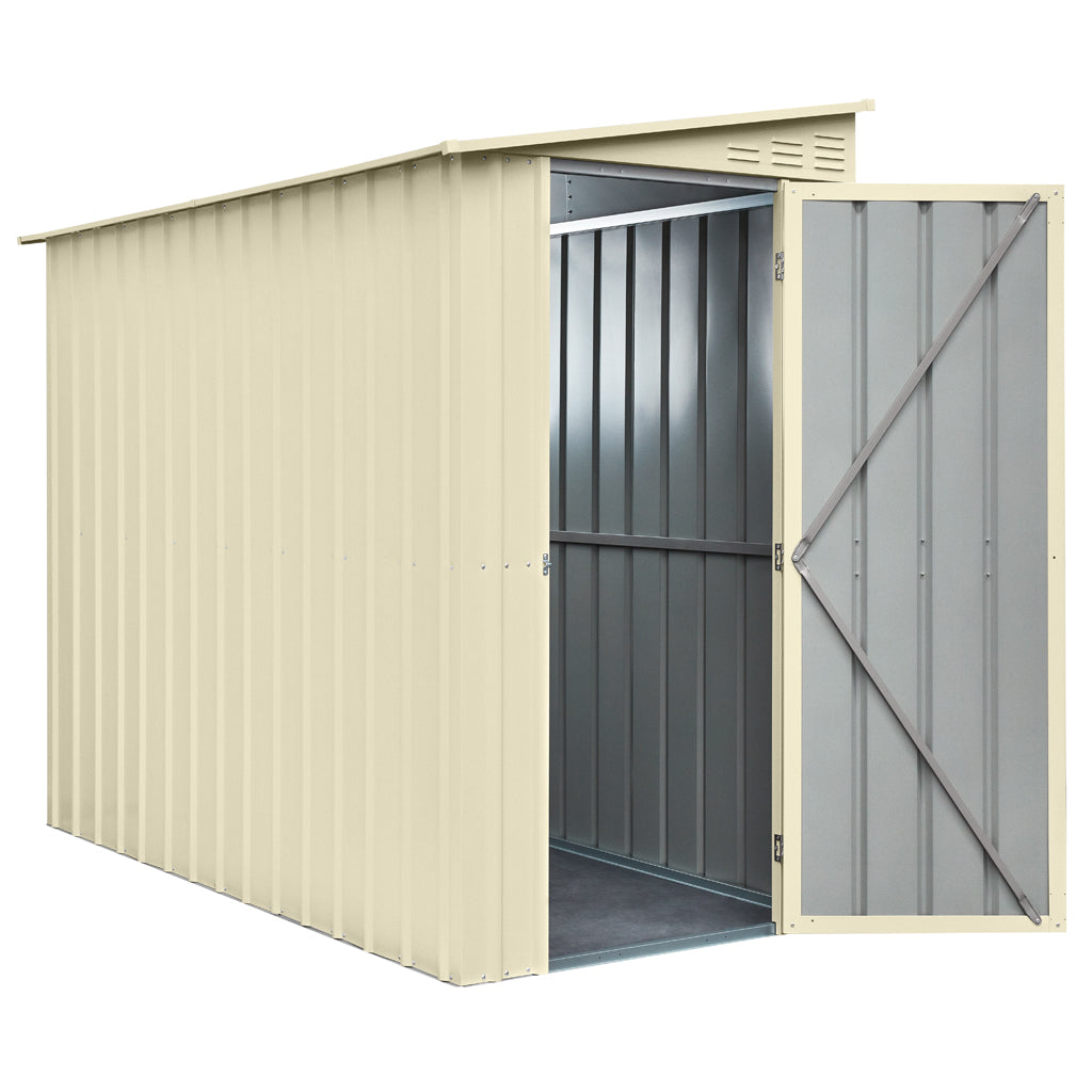 Lean-To Roof Shed, 4 X 8 Ft, Single Hinged Door, Smooth Cream