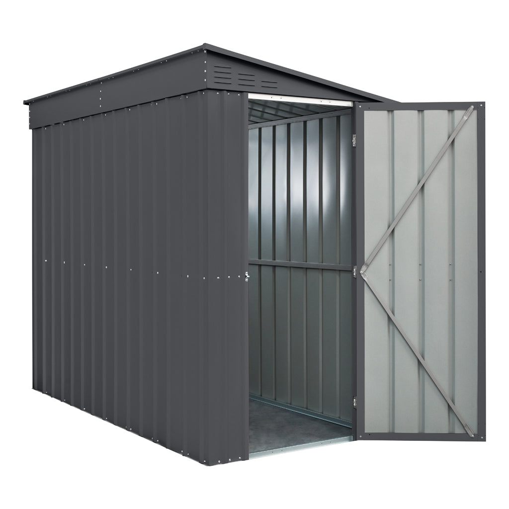 Lean-To Roof Shed, 4 X 8 Ft, Single Hinged Door, Woodland Grey