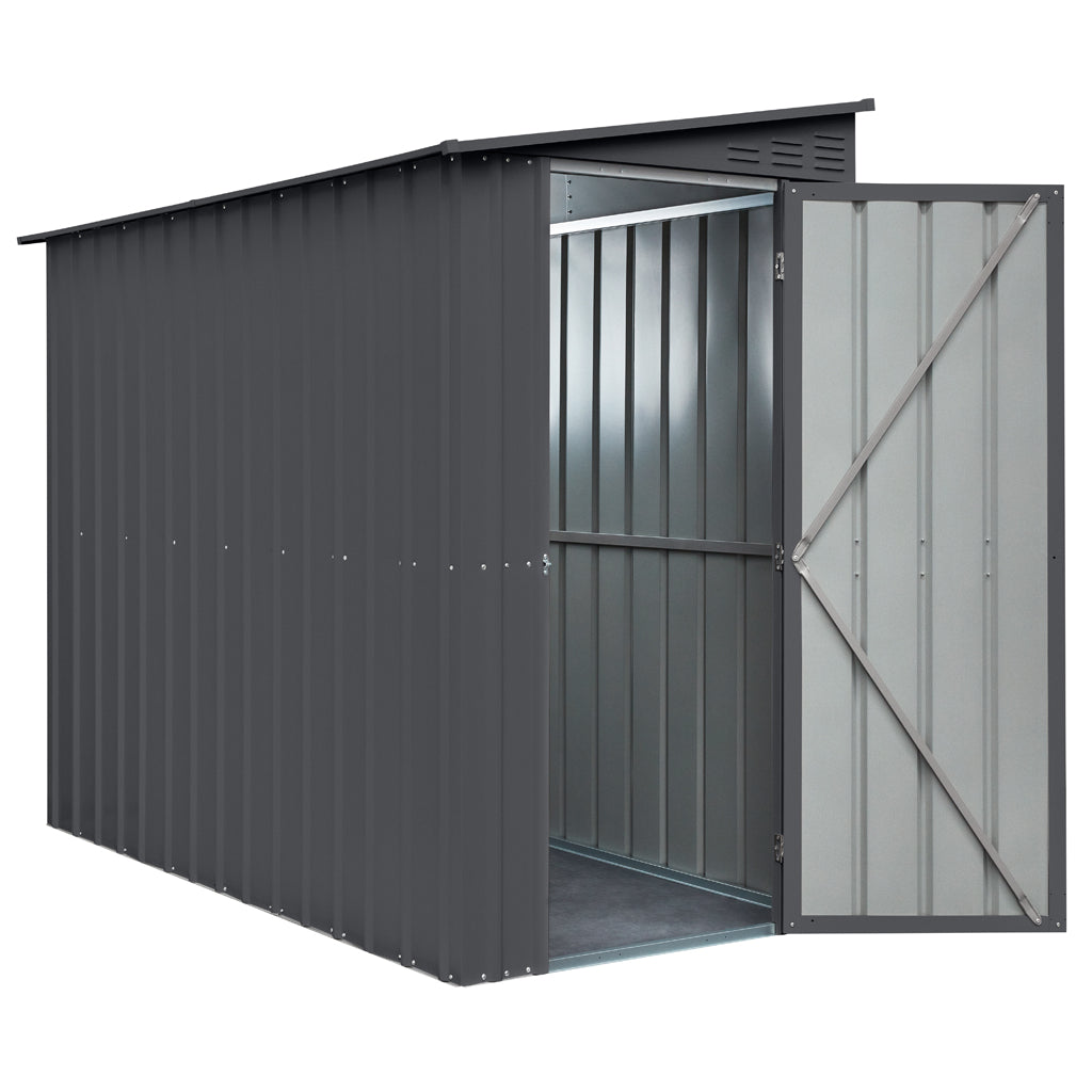 Lean-To Roof Shed, 4 X 8 Ft, Single Hinged Door, Woodland Grey