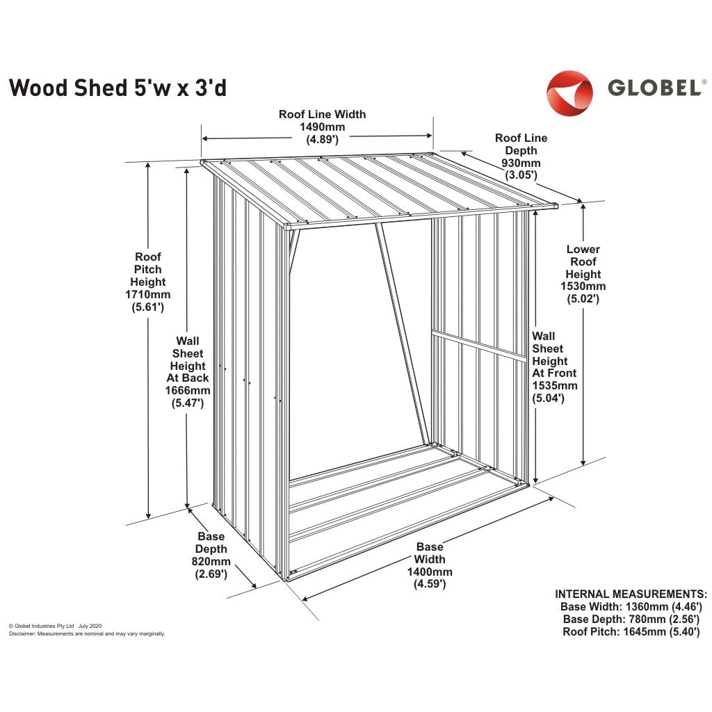 Wood Shed, 5 X 3 Ft, Woodland Grey